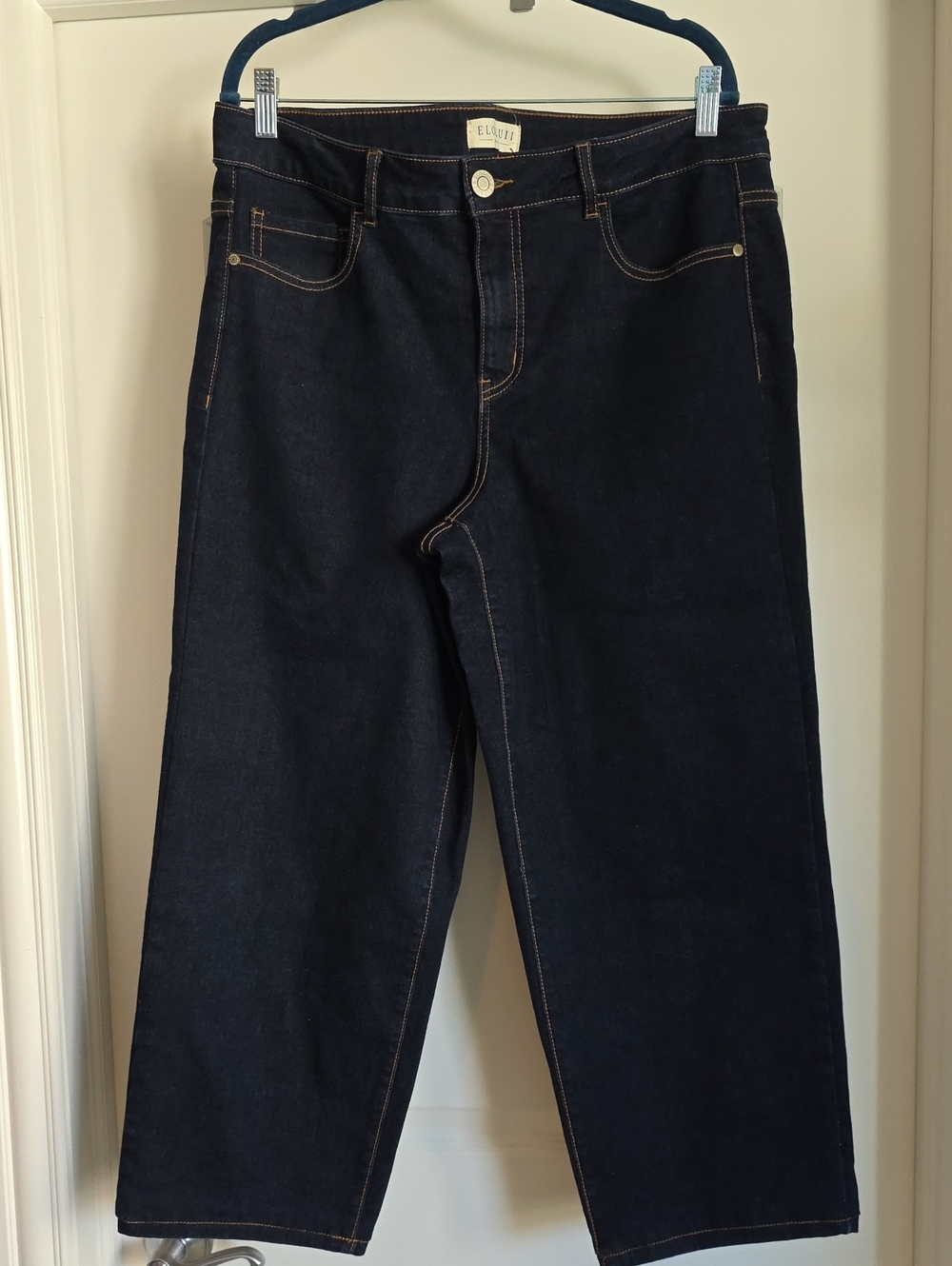 EUC Eloquii 14  Women's Dark Indigo Relaxed Straight Jeans